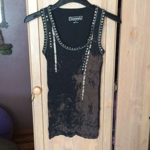 Grommet black tank top